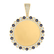 10kt Yellow Gold Mens Cubic-Zirconia Enamel Evil Eye Photo Frame Charm Pendant