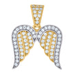 10kt Two-tone Gold Unisex Cubic-Zirconia Angel Wings Charm Pendant