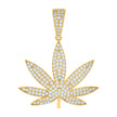 10kt Yellow Gold Unisex Cubic-Zirconia Marijuana Leaf Fashion Charm Pendant