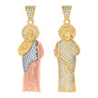 10kt Tri-Color Gold Mens Cubic-Zirconia Saint Jude Religious Charm Pendant