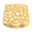 10kt Yellow Gold Mens Diamond-Cut Square Head Nugget Fashion Ring 