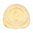 10kt Yellow Gold Unisex Cubic-Zirconia Guadalupe Religious Ring 