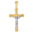 10kt Two-tone Gold Mens Crucifix Cross Religious Charm Pendant