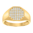 10kt Yellow Gold Mens Cubic-Zirconia Octagon Head Fashion Ring 