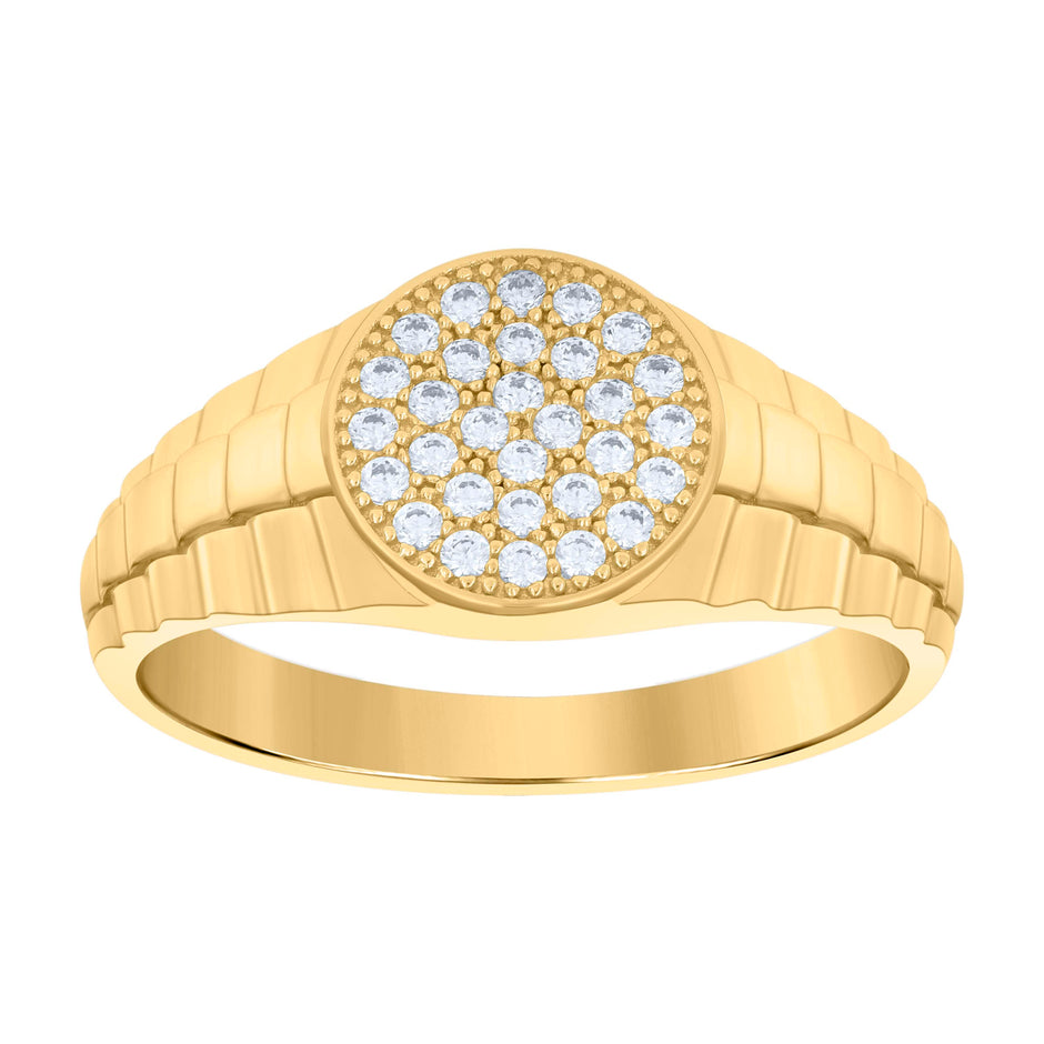 10kt Yellow Gold Mens Cubic-Zirconia Fashion Ring 