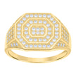 10kt Yellow Gold Mens Cubic-Zirconia Octagon Head Fashion Ring