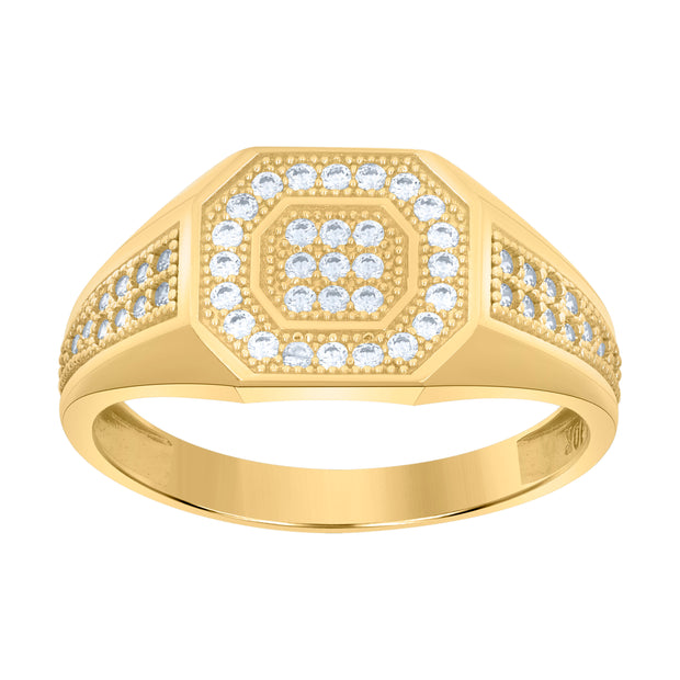 10Kt Gold Cz Men'S Ring
