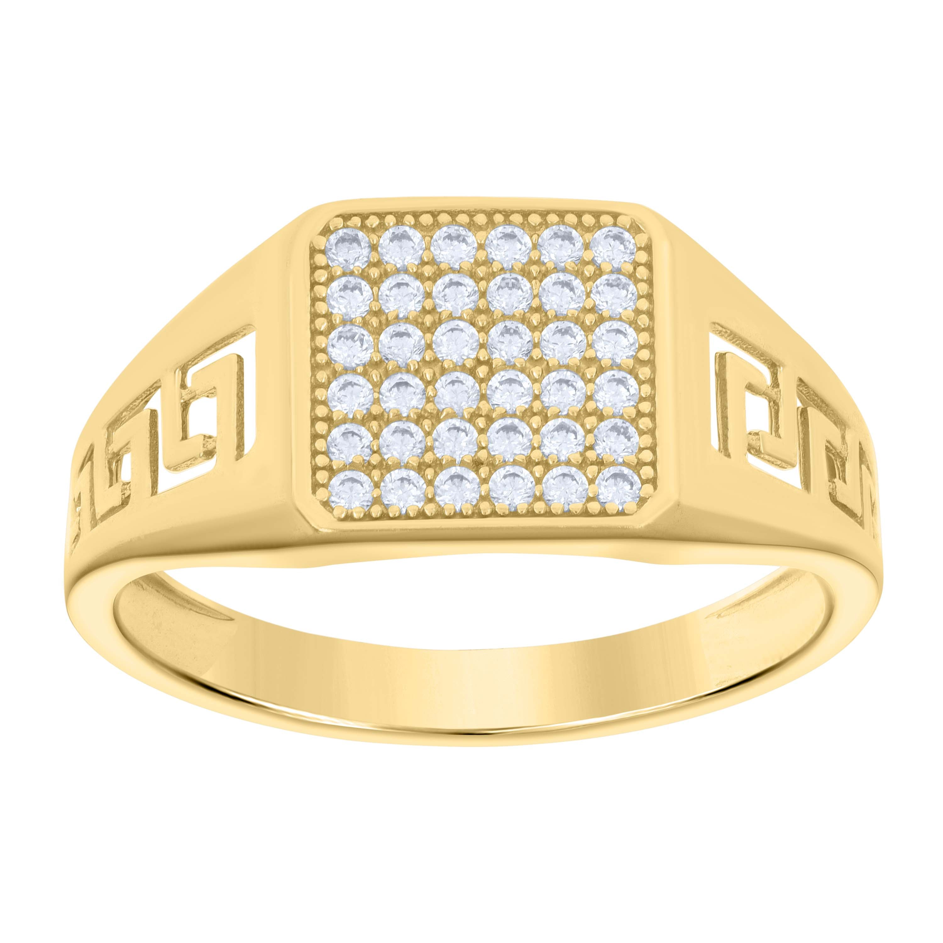 10kt Yellow Gold Mens Cubic-Zirconia Square Head Fashion Ring