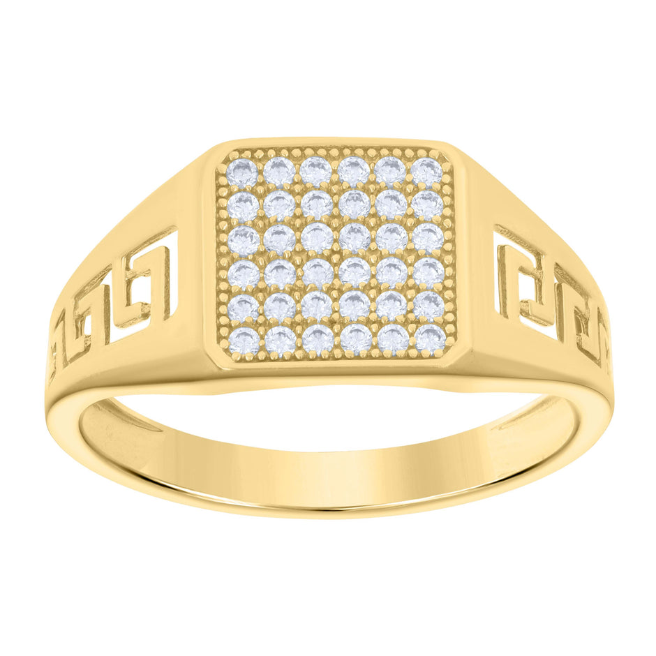 10kt Yellow Gold Mens Cubic-Zirconia Square Head Fashion Ring