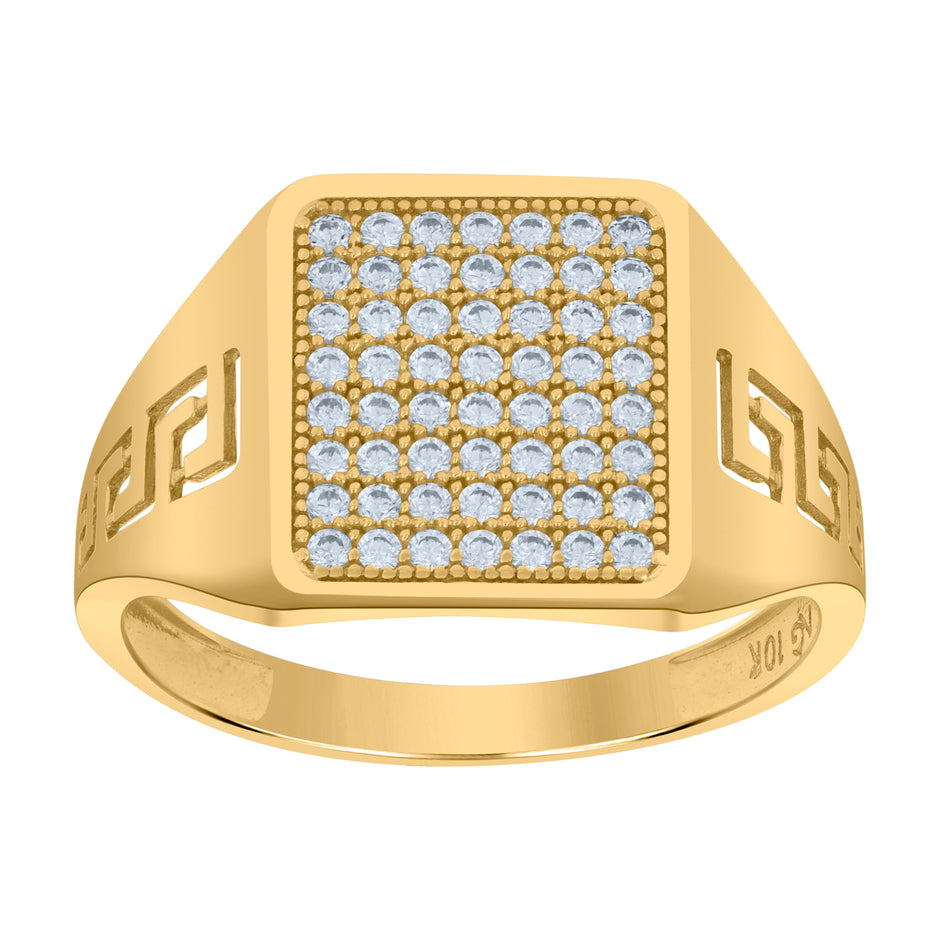 10kt Yellow Gold Mens Cubic-Zirconia Square Head Fashion Ring 