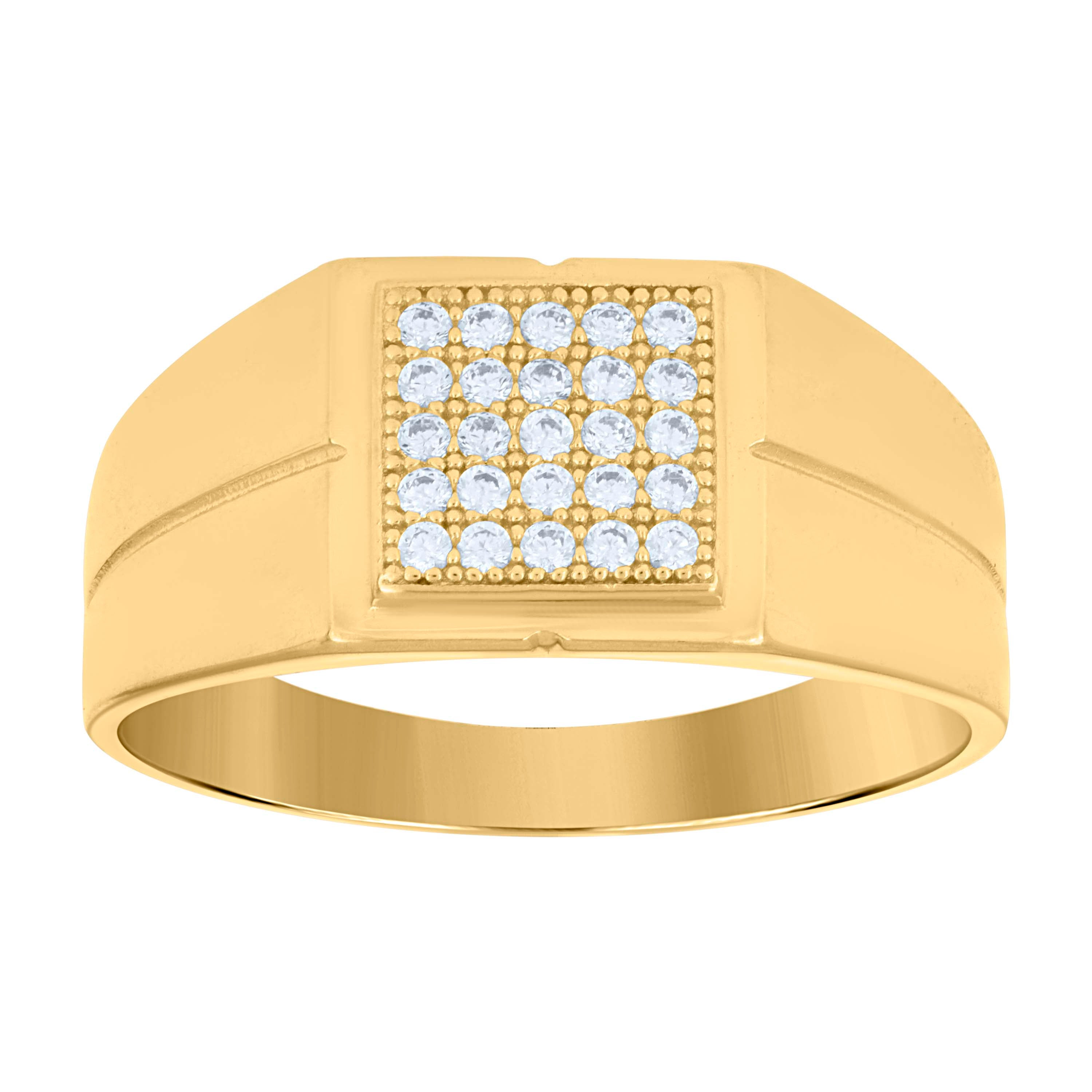 10kt Yellow Gold Mens Cubic-Zirconia Square Head Fashion Ring 