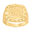 10kt Yellow Gold Mens Diamond-Cut Praying Hands Symbol Religious Ring 