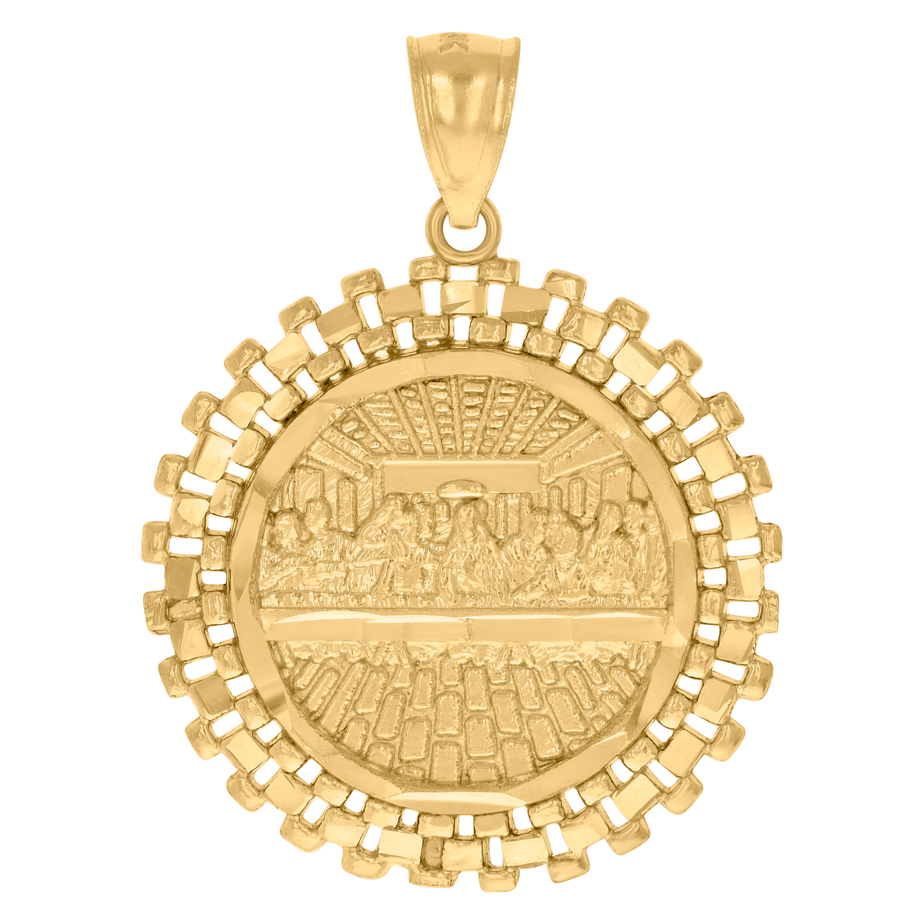10kt Yellow Gold Mens Last Supper Religious Charm Pendant