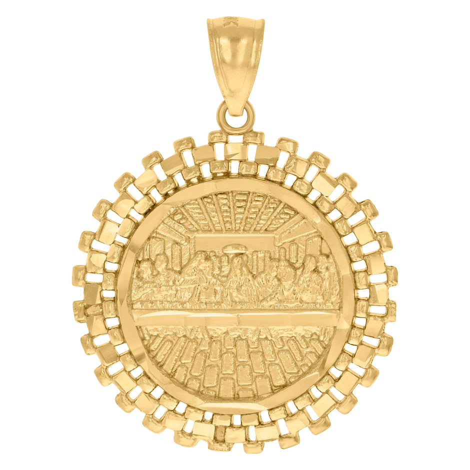 10kt Yellow Gold Mens Last Supper Religious Charm Pendant