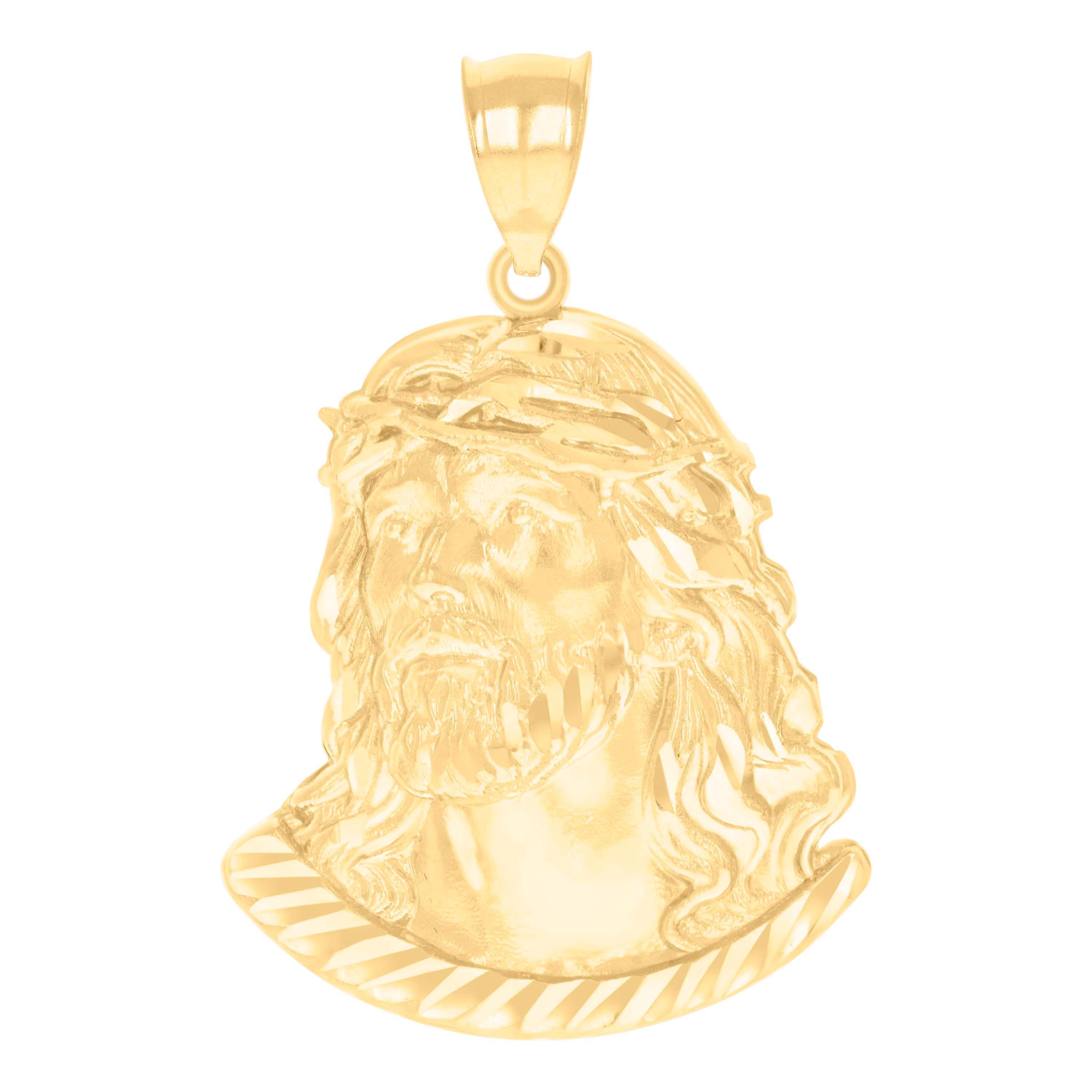 10kt Yellow Gold Mens Jesus Religious Charm Pendant