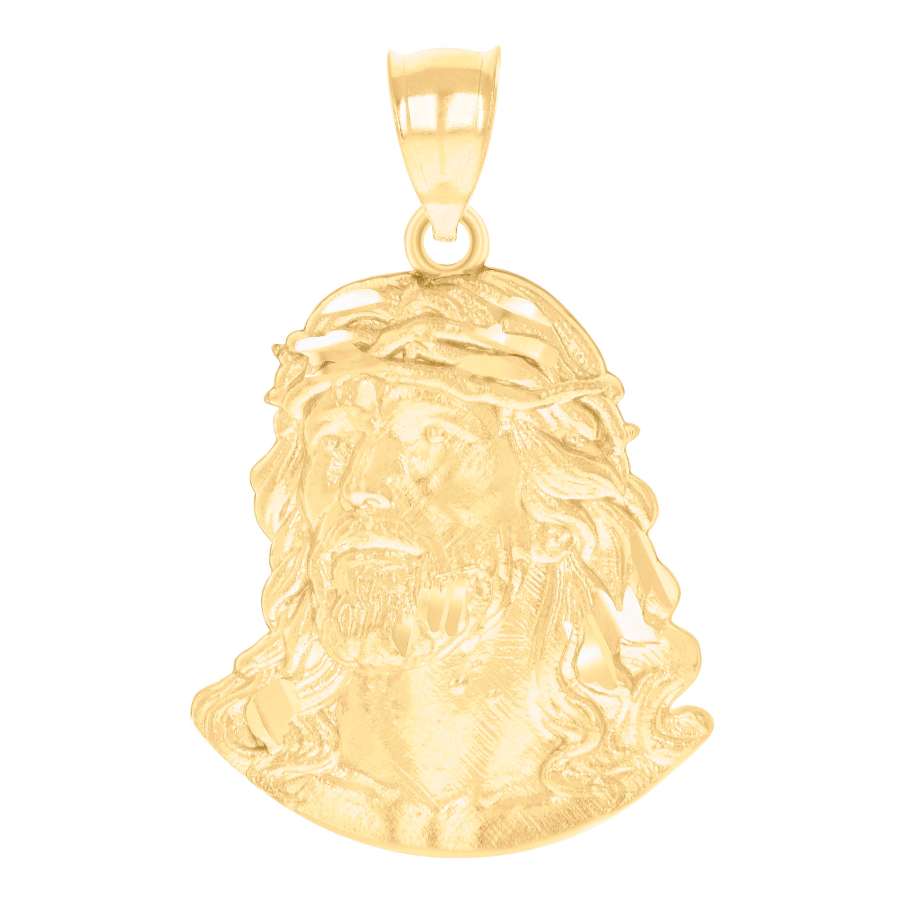 10kt Yellow Gold Mens Jesus Religious Charm Pendant