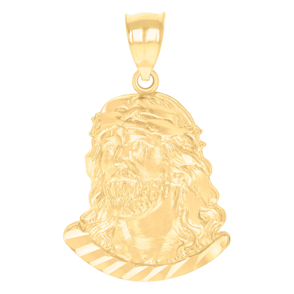 10kt Yellow Gold Mens Jesus Religious Charm Pendant