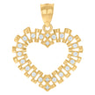 10kt Yellow Gold Womens Cubic-Zirconia Heart Charm Pendant
