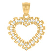 10kt Yellow Gold Womens Cubic-Zirconia Heart Charm Pendant