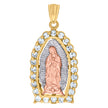 10kt Tri-Color Gold Womens Cubic-Zirconia Guadalupe Religious Charm Pendant