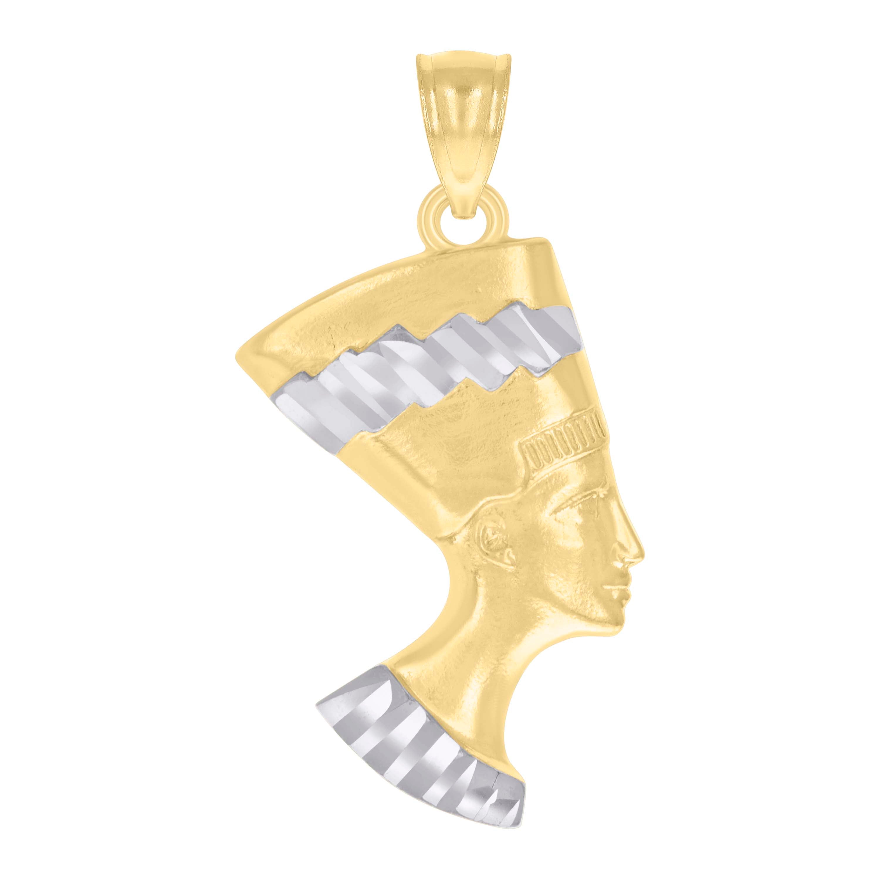 10kt Two-tone Gold Mens Nefertiti Egyptian Charm Pendant 