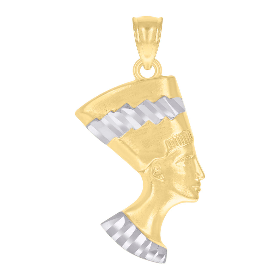 10kt Two-tone Gold Mens Nefertiti Egyptian Charm Pendant 