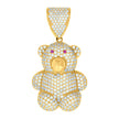 10kt Yellow Gold Unisex Pink White Cubic-Zirconia Teddy Bear Charm Pendant