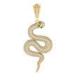 10kt Yellow Gold Mens Green White Cubic-Zirconia Snake Reptiles Wildlife Charm Pendant