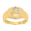 14kt Yellow Gold Mens Cubic-Zirconia Hamsa Symbols Religious Ring