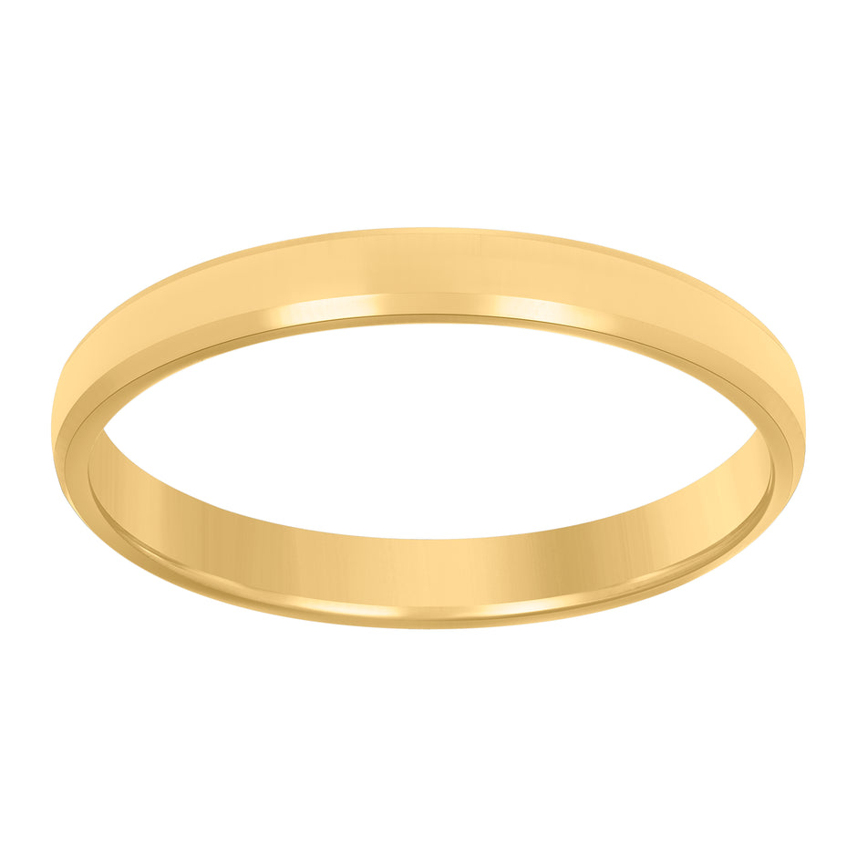 14kt Yellow Gold Unisex Flat Center Beveled Edge Wedding Band Ring 3mm Size 13 - SLV-120428