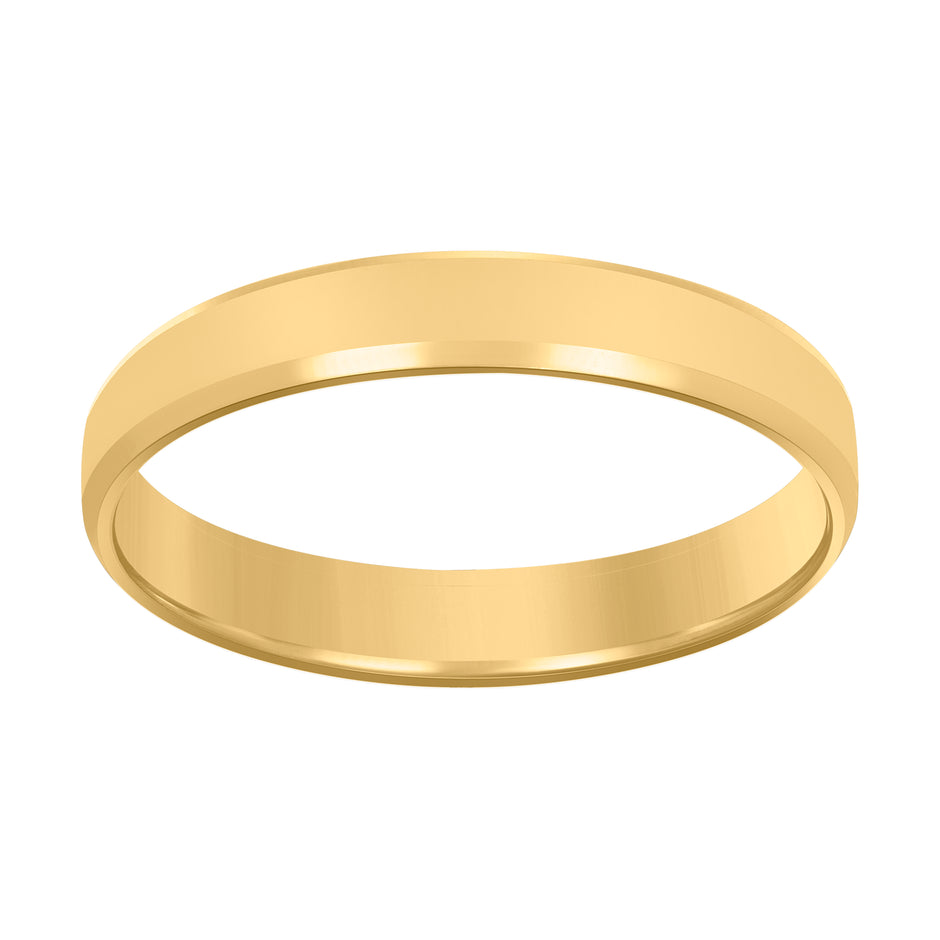 14kt Yellow Gold Mens Flat Center Beveled Edge Wedding Band Ring 4mm Size 11 - SLV-120435