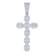 925 Sterling Silver Mens Baguette Round Cubic-Zirconia Cross Religious Charm Pendant