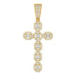 925 Sterling Silver Yellow-tone Mens Baguette Round Cubic-Zirconia Cross Religious Charm Pendant