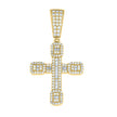 925 Sterling Silver Yellow-tone Mens Baguette Round Cubic-Zirconia Cross Religious Charm Pendant
