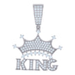 925 Sterling Silver Mens Cubic-Zirconia KING Fashion Charm Pendant