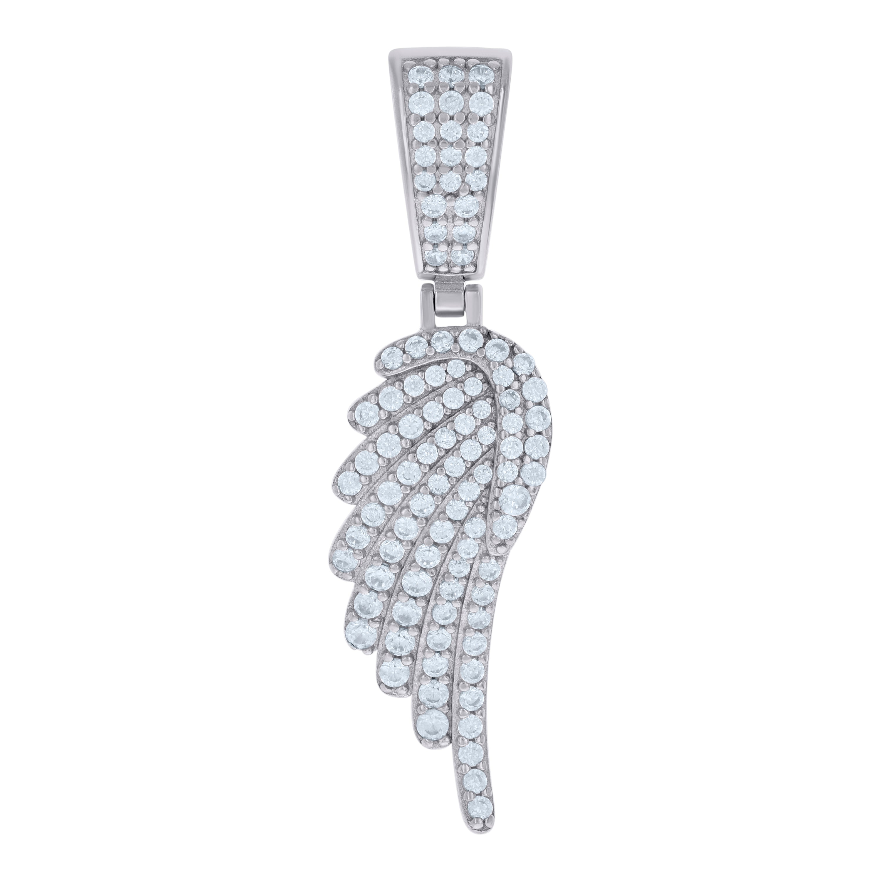 925 Sterling Silver Unisex Cubic-Zirconia Angle Wing Charm Pendant