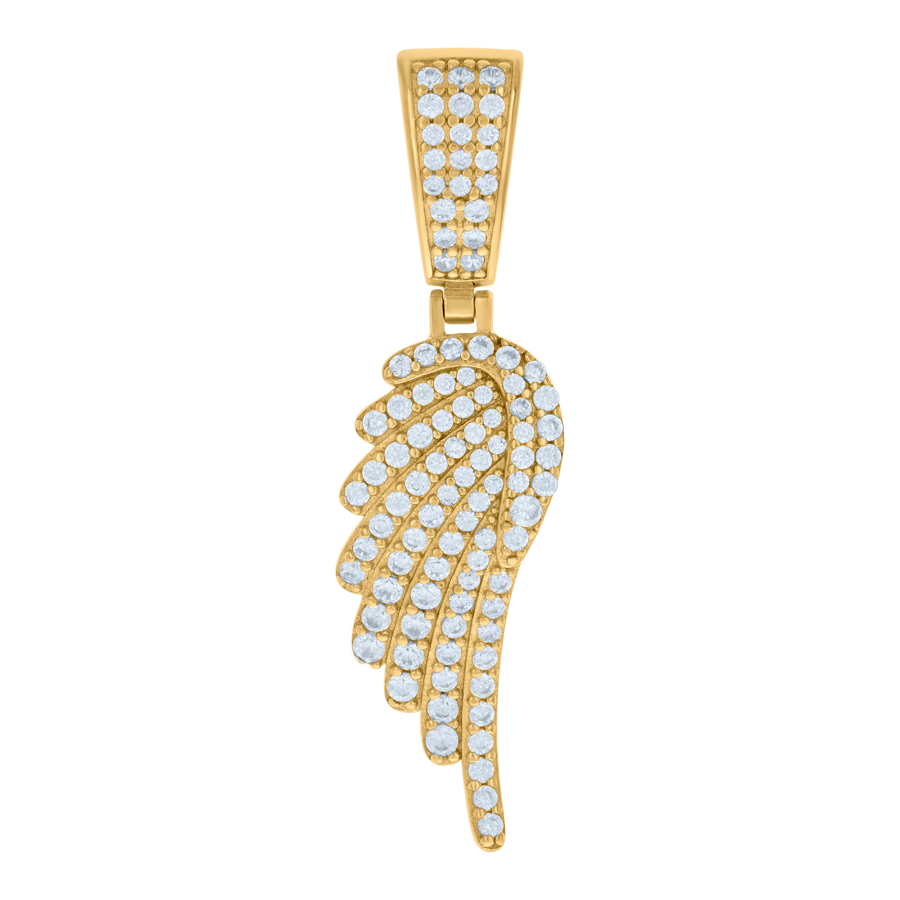 925 Sterling Silver Yellow-tone Unisex Cubic-Zirconia Angle Wing Charm Pendant
