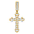 925 Sterling Silver Yellow-tone Mens Baguette Round Cubic-Zirconia Cross Religious Charm Pendant