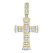 925 Sterling Silver Yellow-tone Mens Baguette Round Cubic-Zirconia Cross Religious Charm Pendant