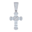 925 Sterling Silver Mens Baguette Round Cubic-Zirconia Cross Religious Charm Pendant