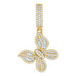 925 Sterling Silver Yellow-tone Womens Baguette Round Cubic-Zirconia Butterfly Charm Pendant
