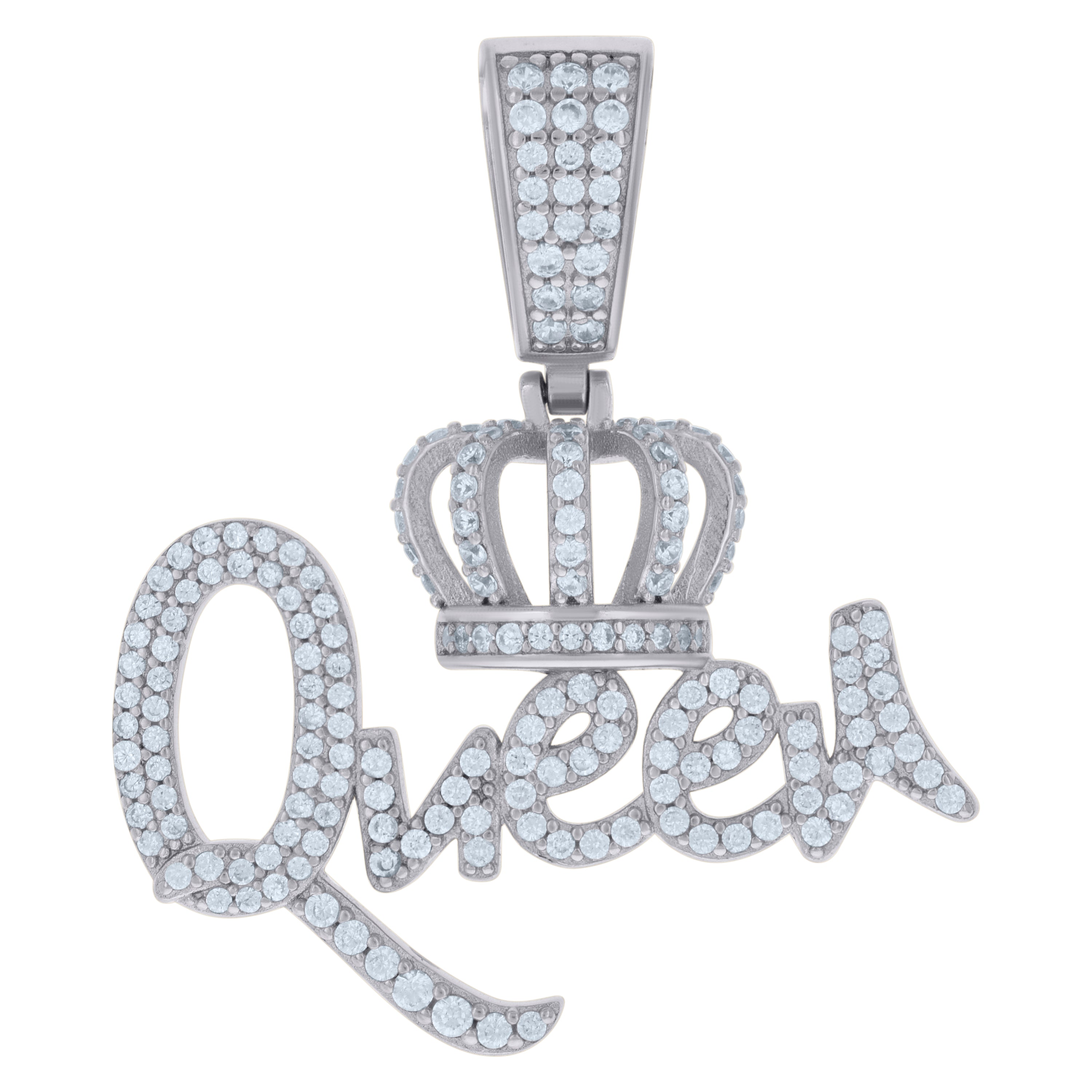 925 Sterling Silver Womens Cubic-Zirconia Queen Fashion Charm Pendant