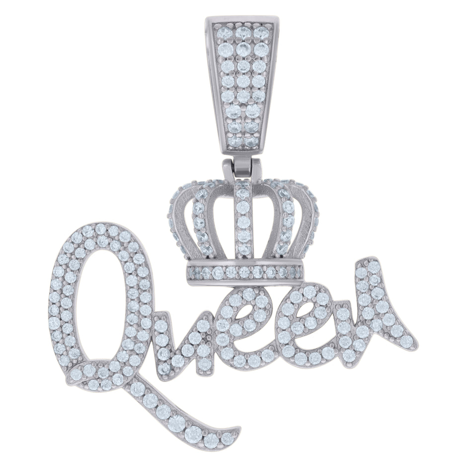 925 Sterling Silver Womens Cubic-Zirconia Queen Fashion Charm Pendant