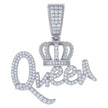 925 Sterling Silver Womens Cubic-Zirconia Queen Fashion Charm Pendant