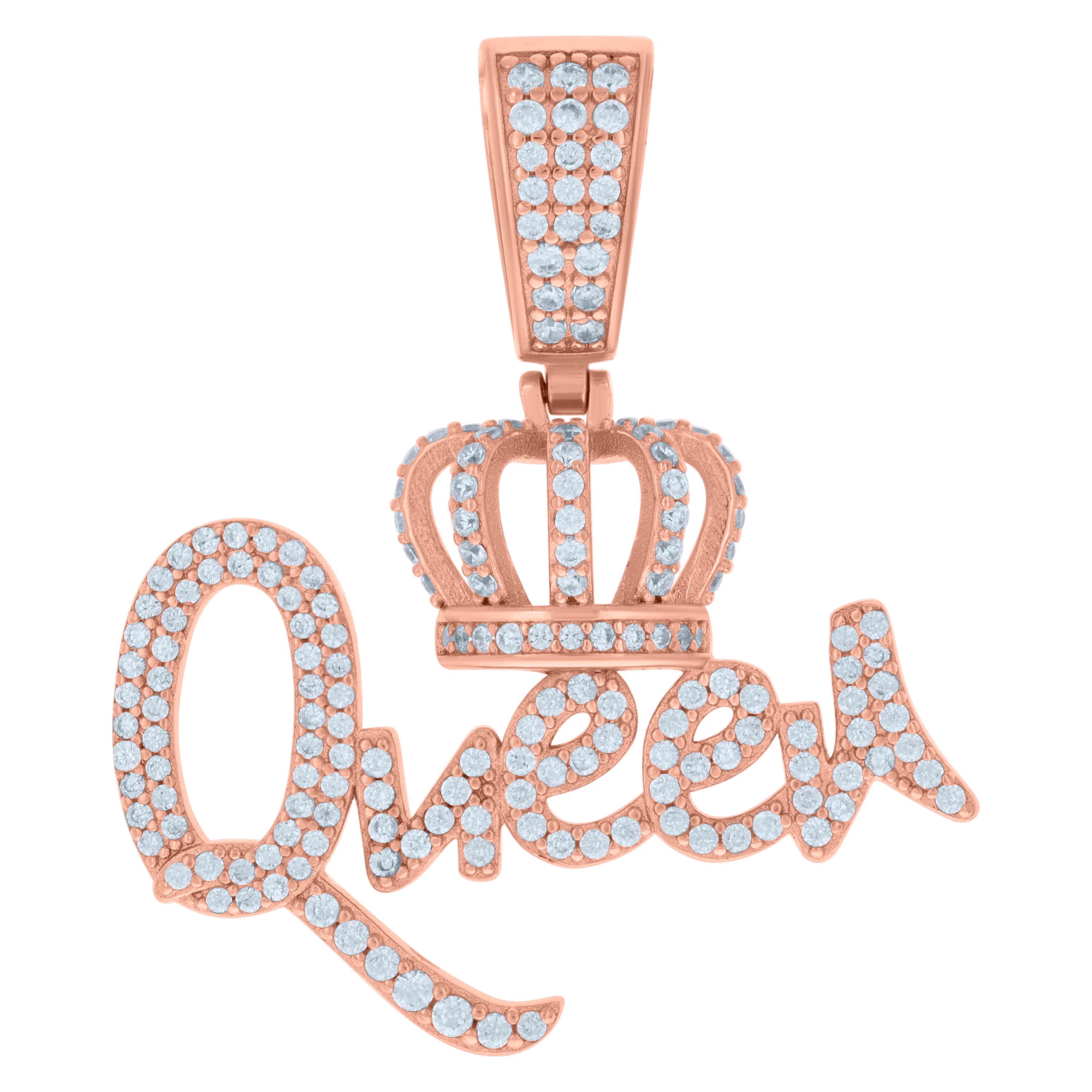 925 Sterling Silver Rose-Tone Womens Cubic-Zirconia Queen Fashion Pendant 