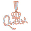 925 Sterling Silver Rose-Tone Womens Cubic-Zirconia Queen Fashion Pendant 