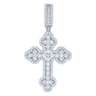 925 Sterling Silver Mens Baguette Round Cubic-Zirconia Cross Religious Charm Pendant