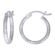 925 Sterling Silver Womens Diamond-cut 2mm x 12mm Hoop Earrings - SLV-120619