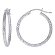 925 Sterling Silver Womens Diamond-cut 2mm x 20mm Hoop Earrings - SLV-120621