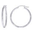 925 Sterling Silver Womens Diamond-cut 2mm x 25mm Hoop Earrings - SLV-120622